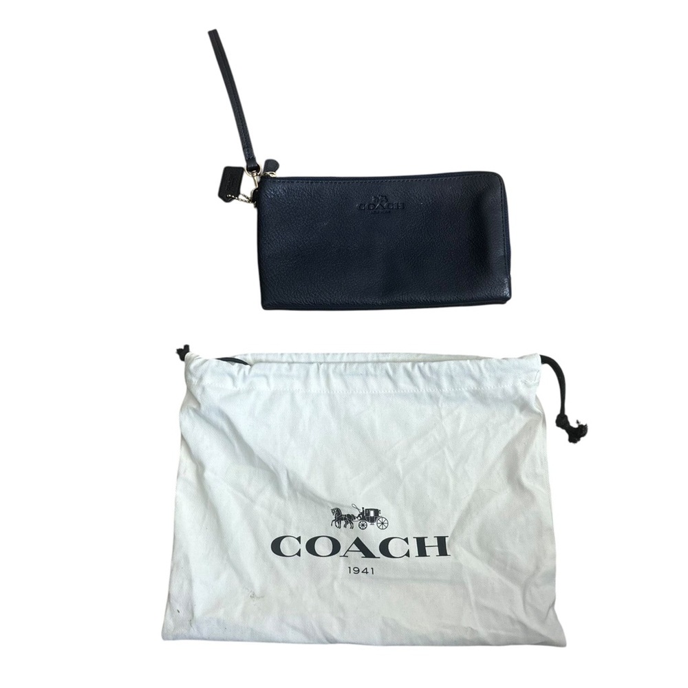 Coach Black Double Zip Wallet With Dust Bag